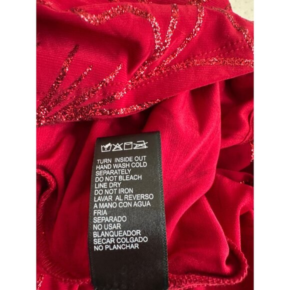 Perceptions Woman Red Glitter Floral faux Wrap Dress knit size 2X plus new $102 - Picture 6 of 6